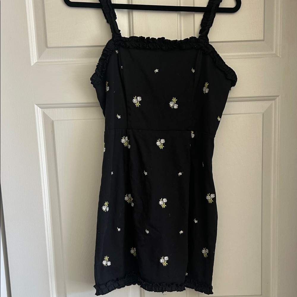 Urban Outfitters Black Floral Dress with Ruffle Details